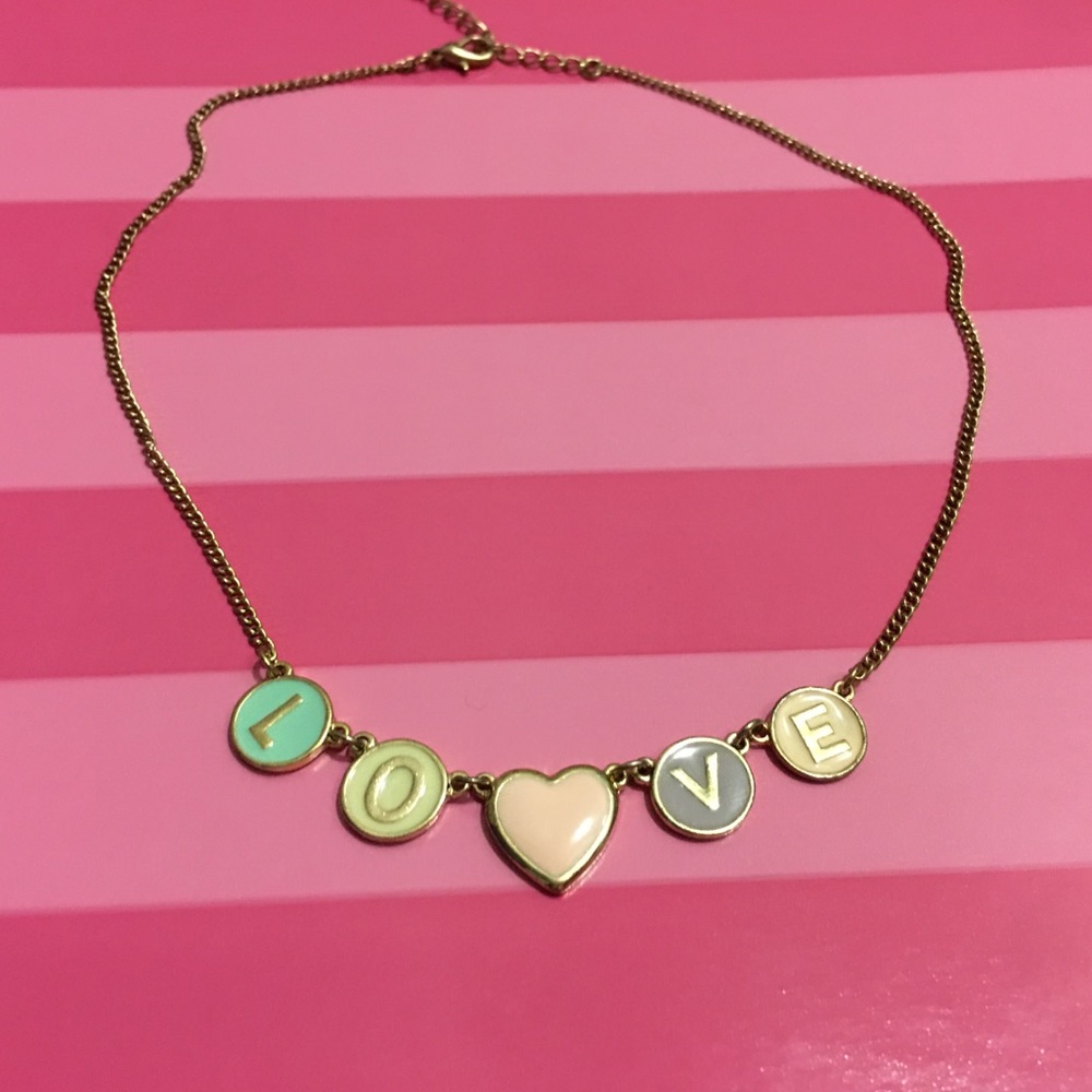 Vintage Forever 21 LOVE Necklace, Light Gold